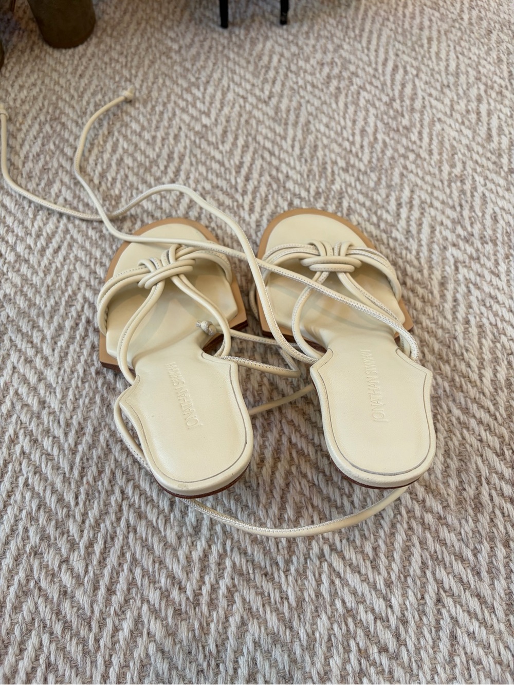 New! Jonathan Simkhai 100MM PENN LEATHER SANDALS IN OFF WHITE | Size 37 - Picture 4 of 6